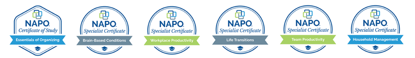 NAPO Certificates for Professional Organizer, Ellen Delap.